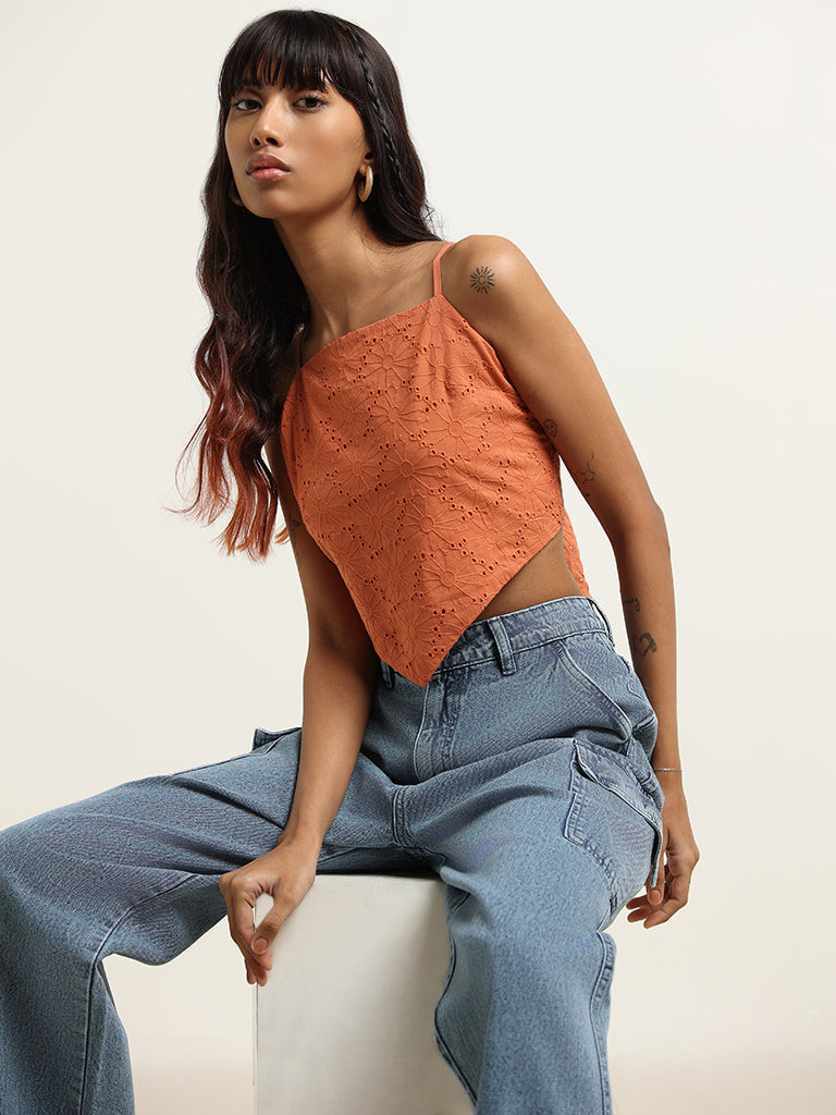 Nuon Orange Cotton Strappy Bandana Top