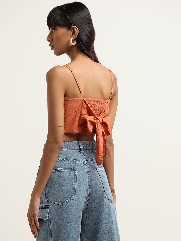 Nuon Orange Cotton Strappy Bandana Top