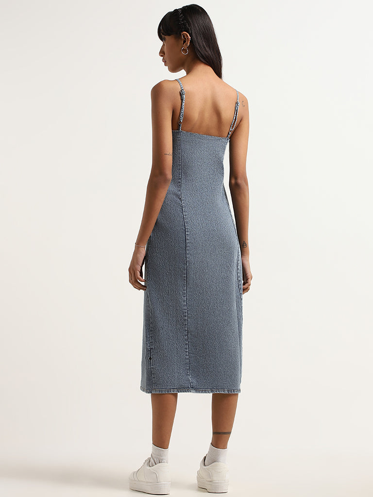 Nuon Blue Strappy Straight Denim Dress