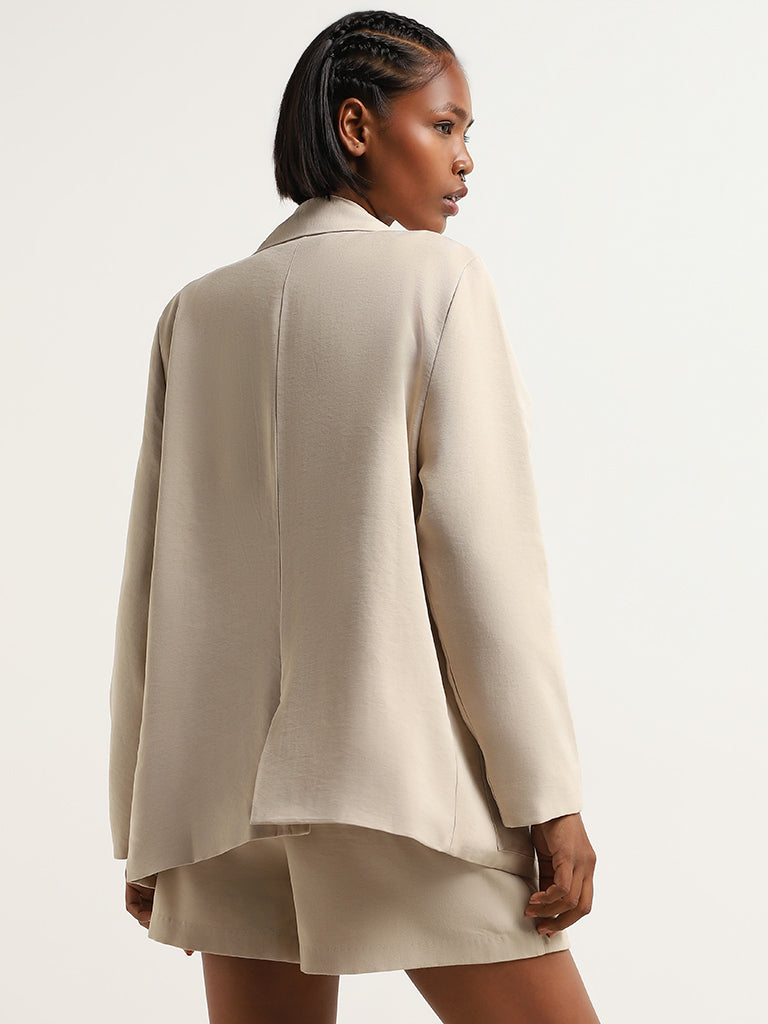 Nuon Solid Beige Blazer