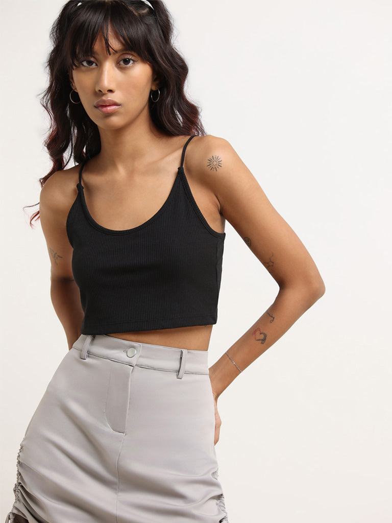 Nuon Black Strappy Crop Top