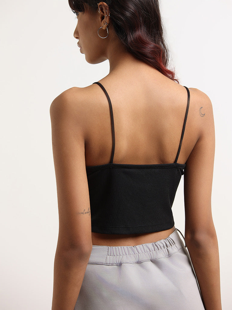 Nuon Black Strappy Crop Top