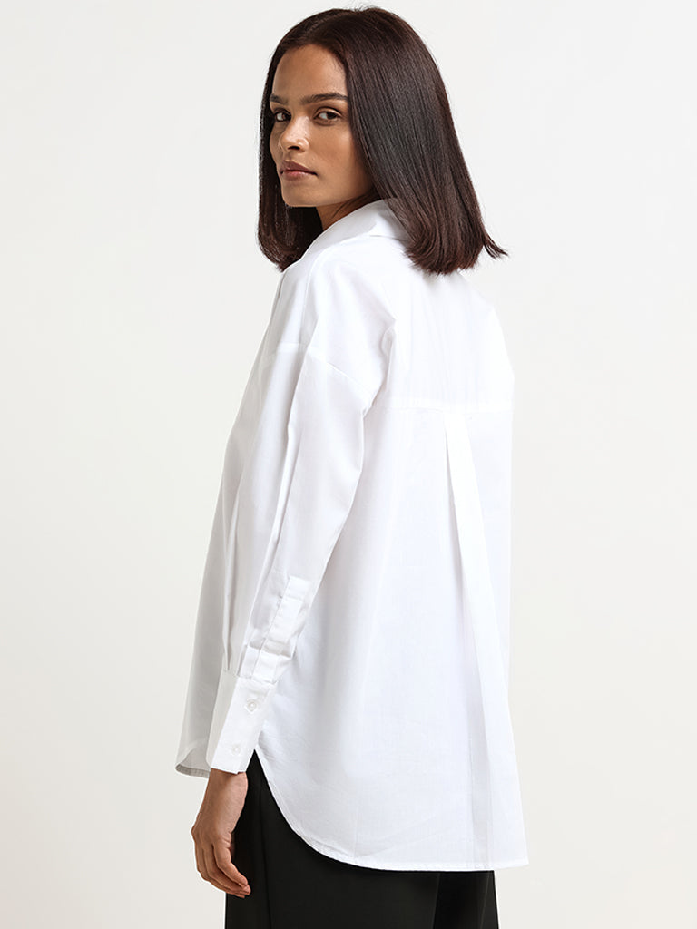 Wardrobe White Collared Cotton Shirt