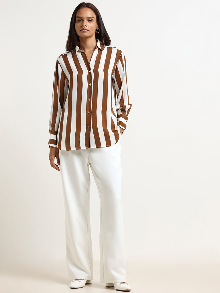 Wardrobe Brown Striped Shirt