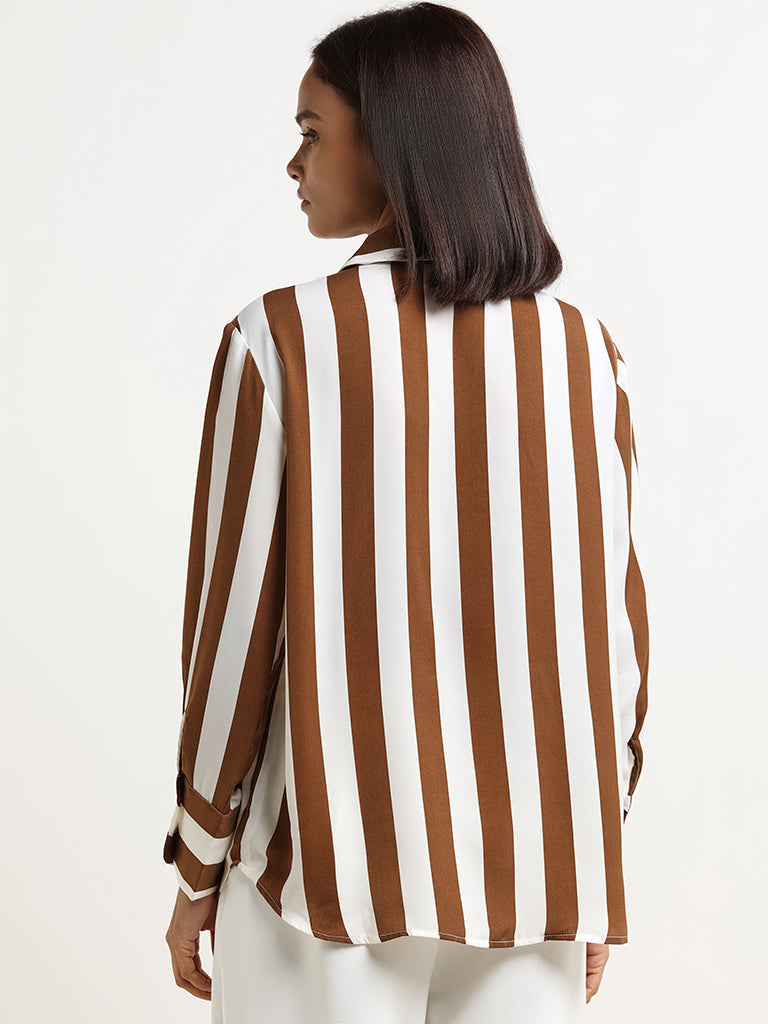 Wardrobe Brown Striped Shirt