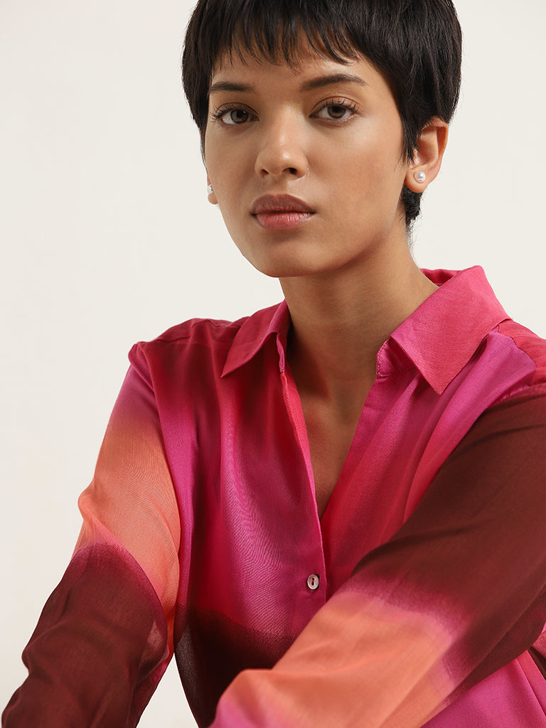 Wardrobe Pink Double-Shaded Shirt