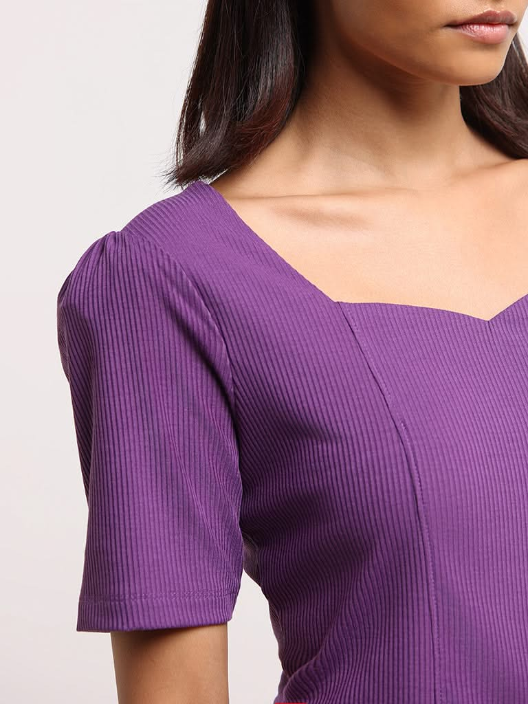 Wardrobe Purple Fitted Straight Dress