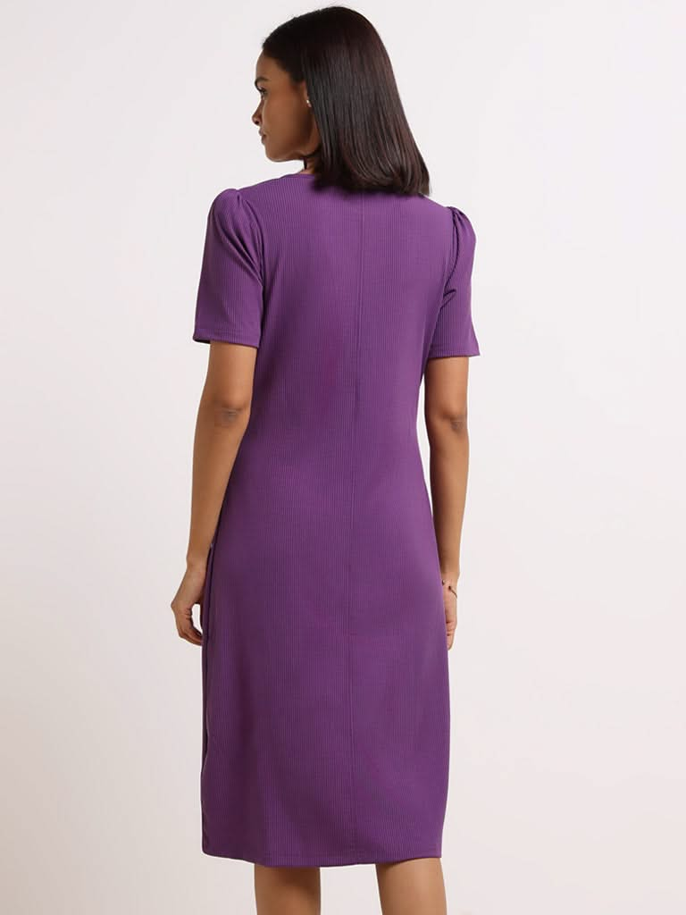 Wardrobe Purple Fitted Straight Dress