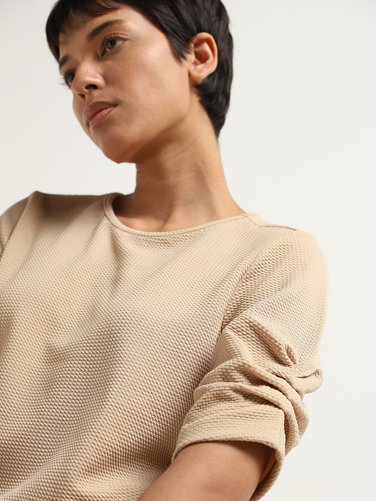 Wardrobe Beige Self-Patterned Top