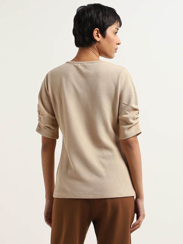 Wardrobe Beige Self-Patterned Top