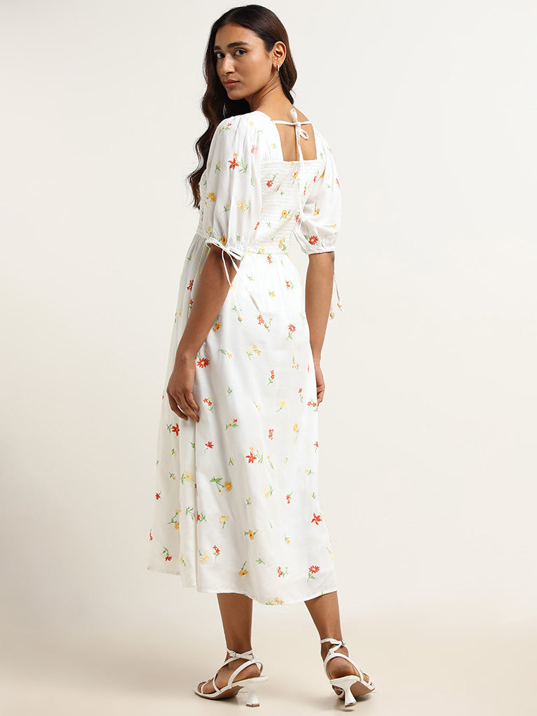 LOV Off-White Floral Cotton Dress