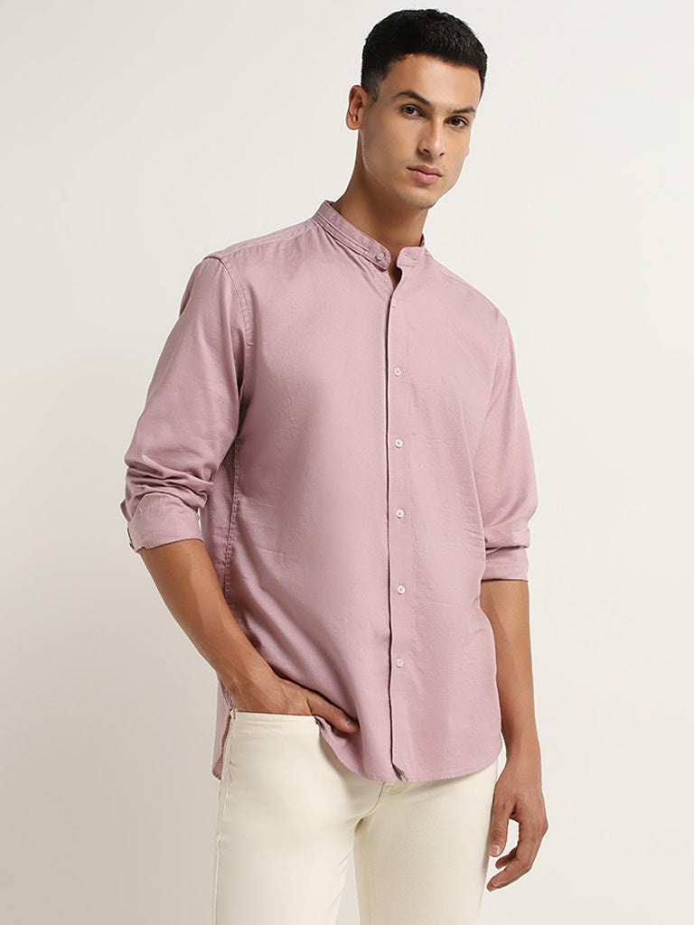 Ascot Dusty Mauve Relaxed Fit Solid Cotton Shirt