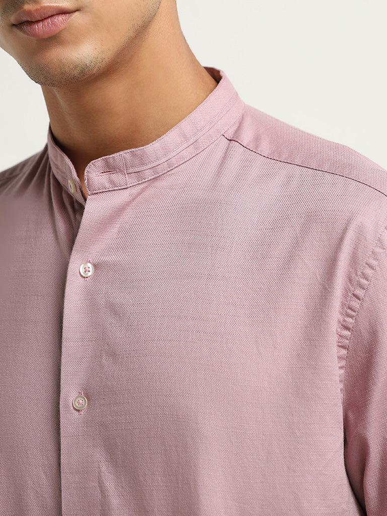 Ascot Dusty Mauve Relaxed Fit Solid Cotton Shirt