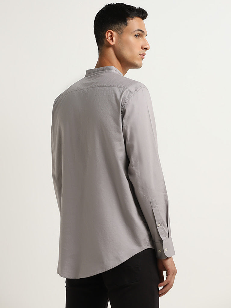 Ascot Grey Relaxed Fit Solid Cotton Shirt