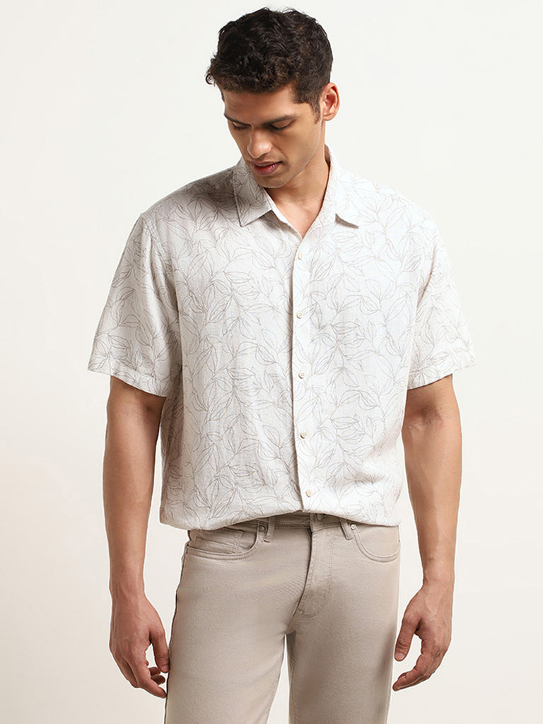 Ascot Off-White Printed Relaxed Fit Shirt