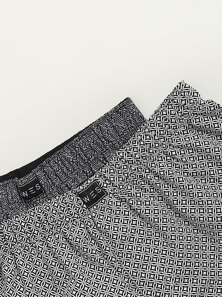 WES Lounge Grey Printed Cotton Boxers - Pack of 2