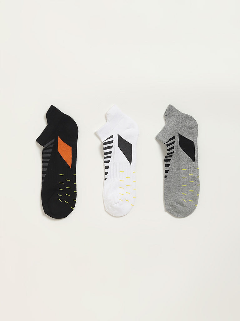 WES Lounge Multicolour Printed Cotton Blend Trainer Socks - Pack of 3