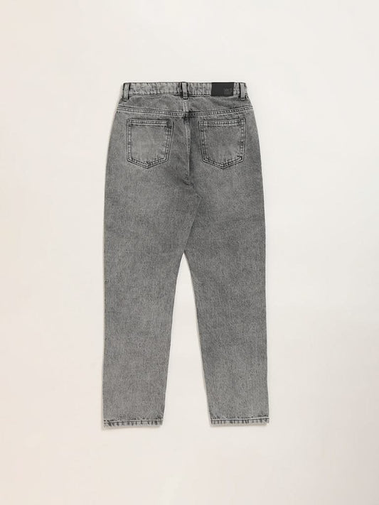 Y&F Kids Grey Straight Fit Mid Rise Denim Jeans