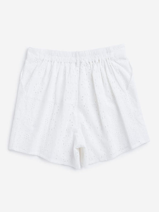 Y&F Kids White Solid Shorts