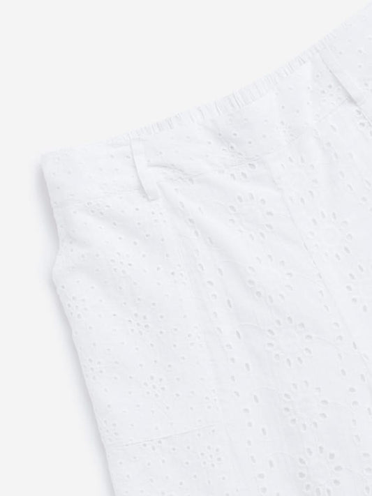 Y&F Kids White Solid Shorts