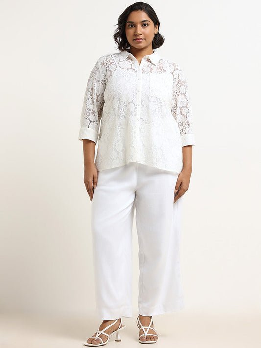 Gia White Schiffli Shirt with Camisole