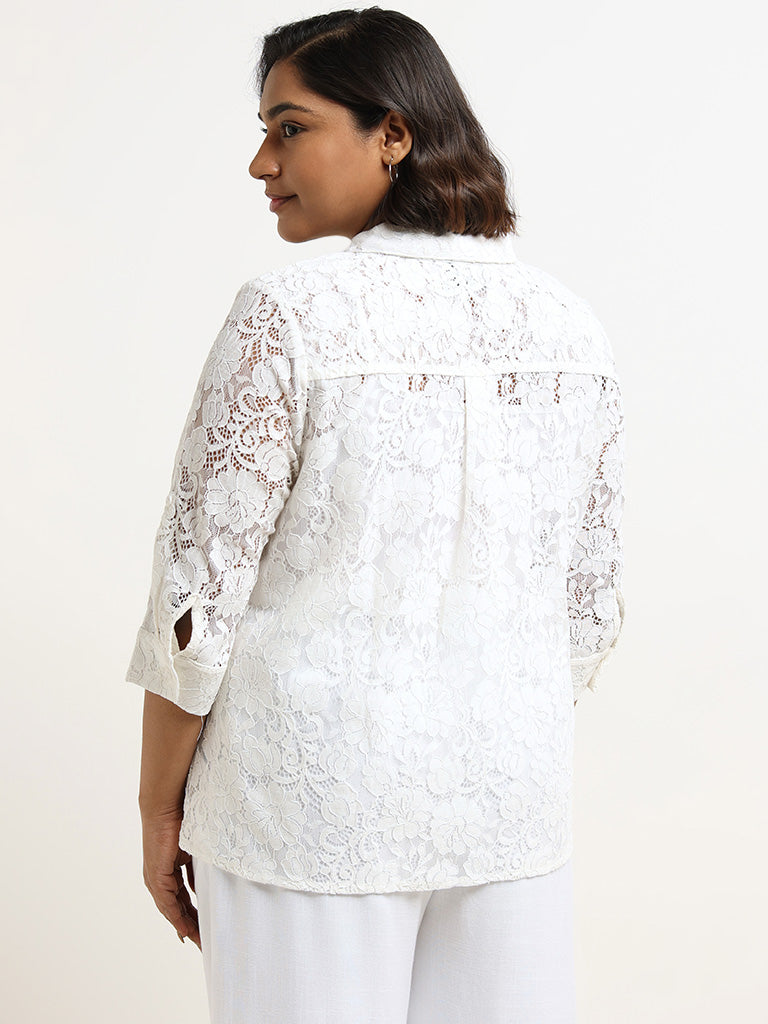 Gia White Schiffli Shirt with Camisole