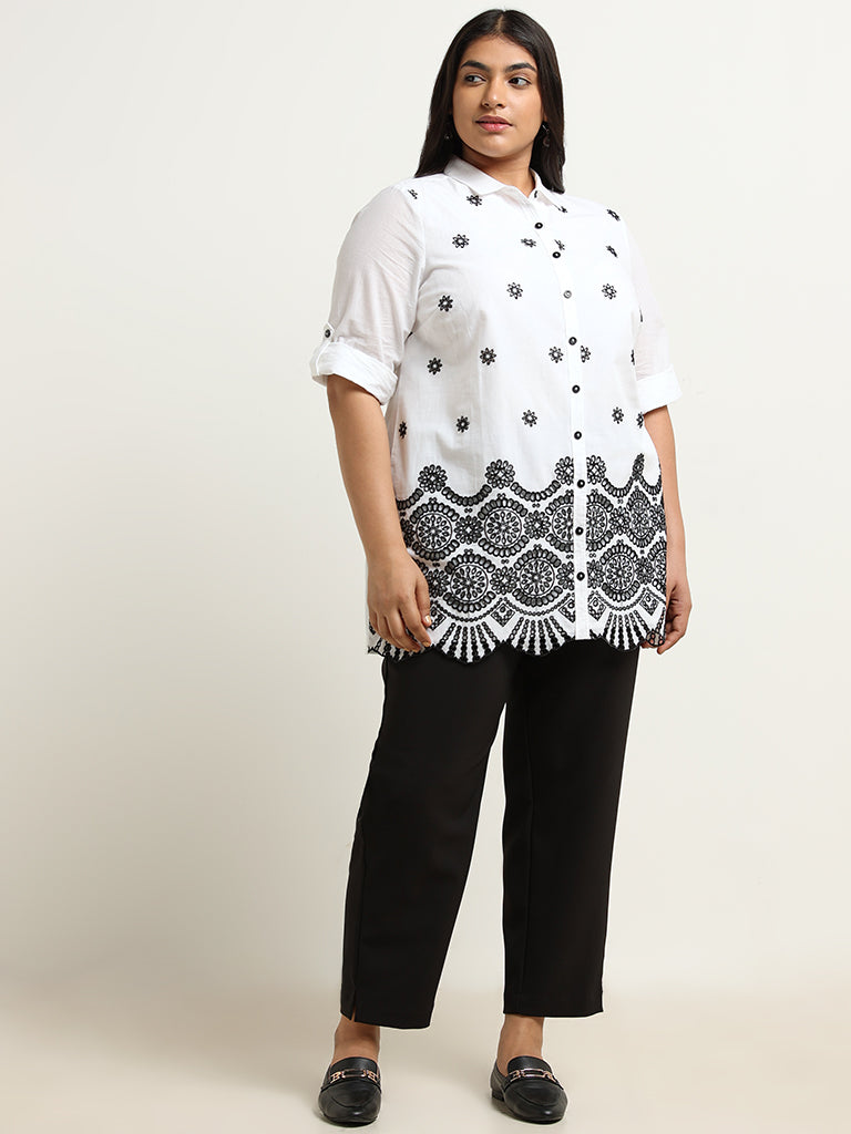 Gia White Embroidered Cotton Shirt