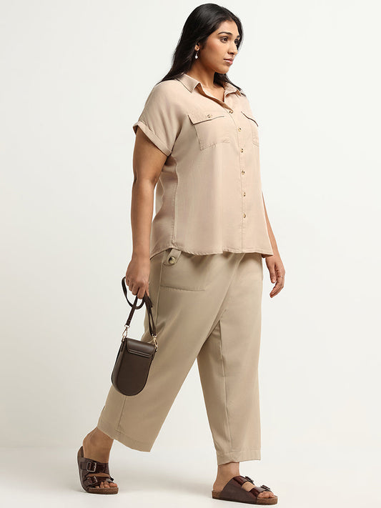 Gia Beige Straight-Leg Pants