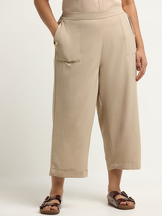 Gia Beige Straight-Leg Pants