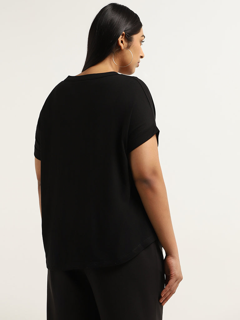 Gia Black Solid Cotton Top