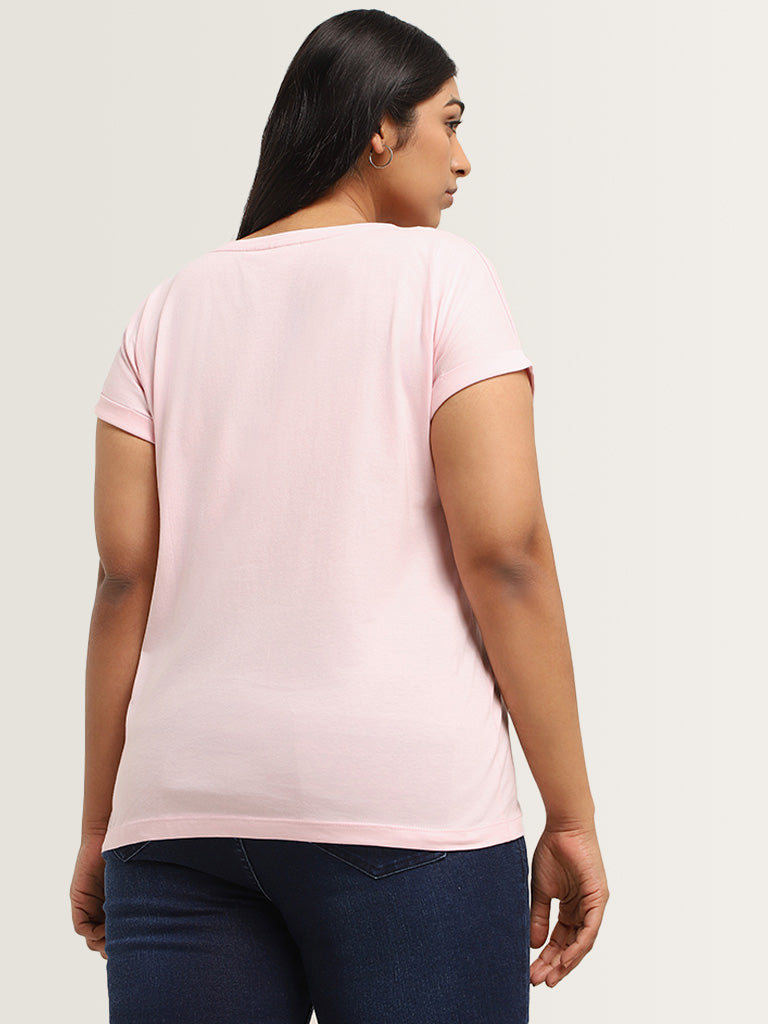 Gia Pink Printed Cotton T-Shirt