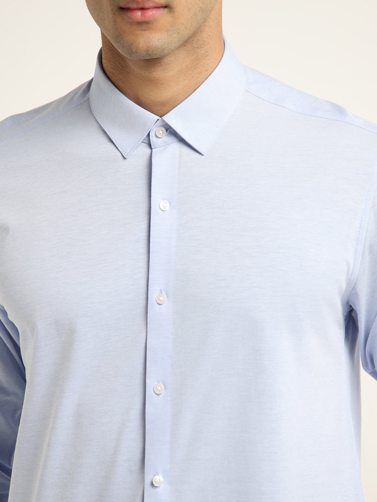 WES Formals Light Blue Slim Fit Shirt