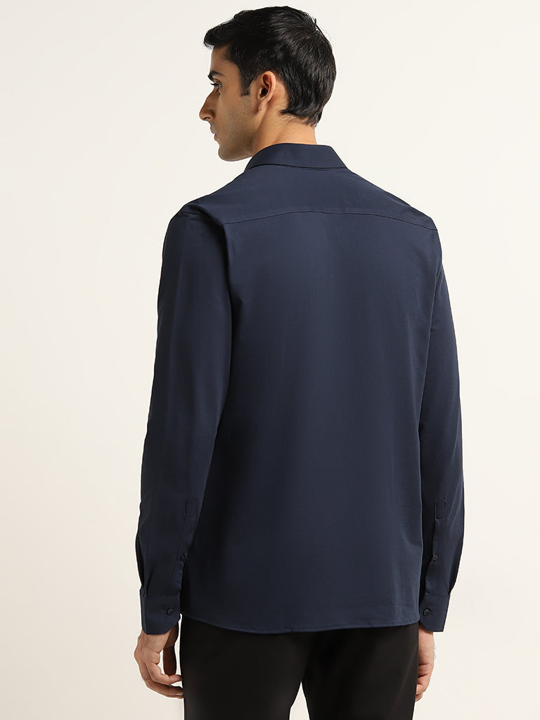 WES Formals Navy Slim Fit Shirt