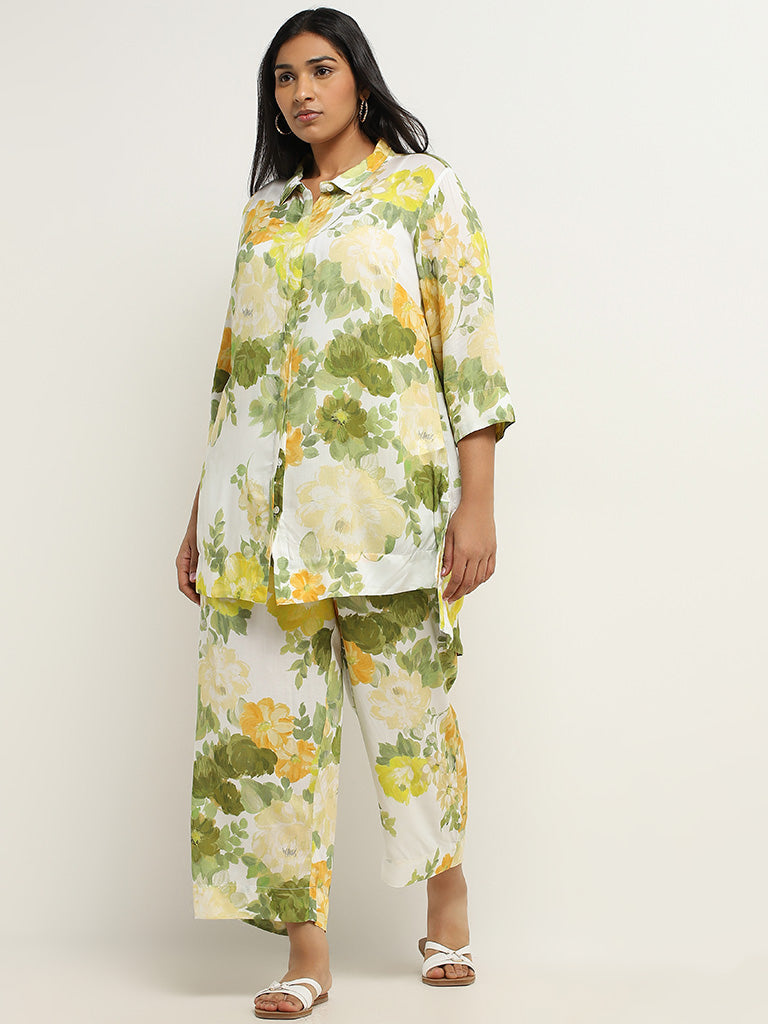 Diza Yellow Floral Printed High-Low Tunic