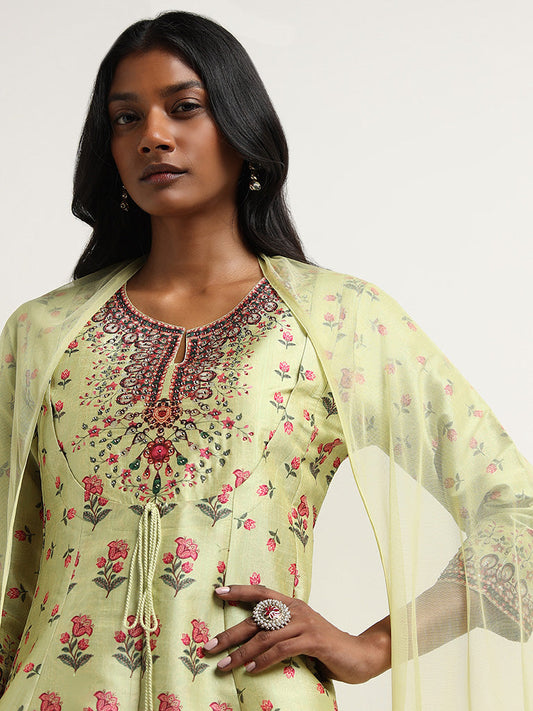 Vark Green Kurti, Palazzos and Dupatta Set