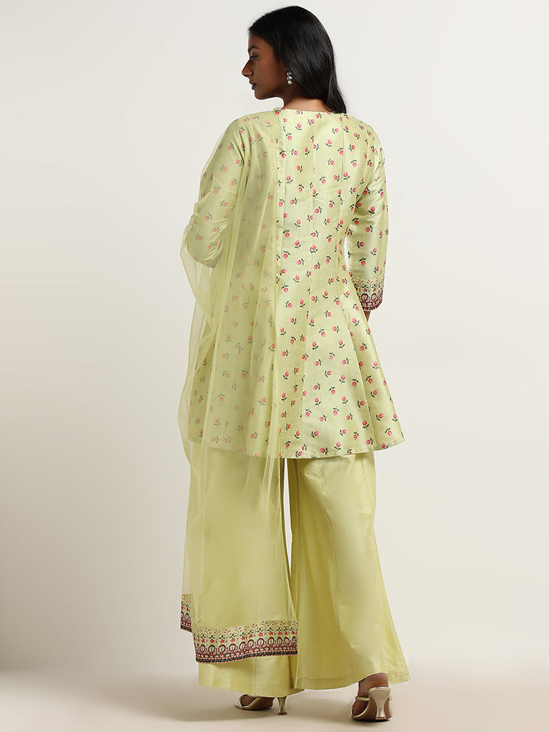 Vark Green Kurti, Palazzos and Dupatta Set