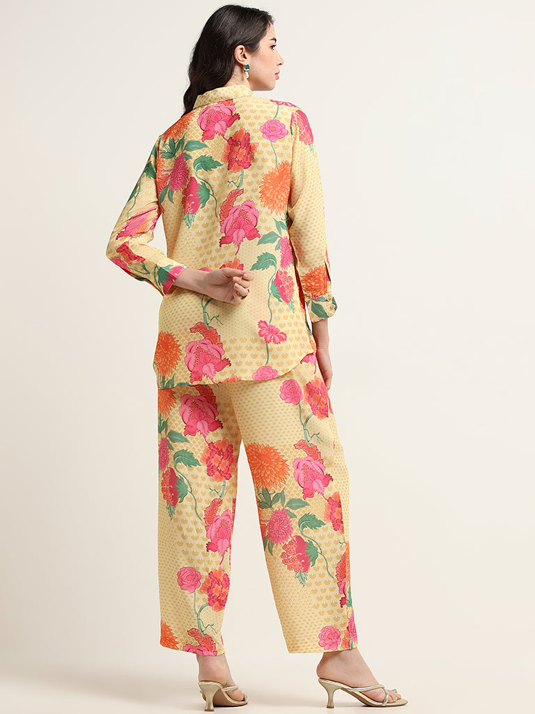 Vark Yellow Floral Printed Tunic & Pants Set