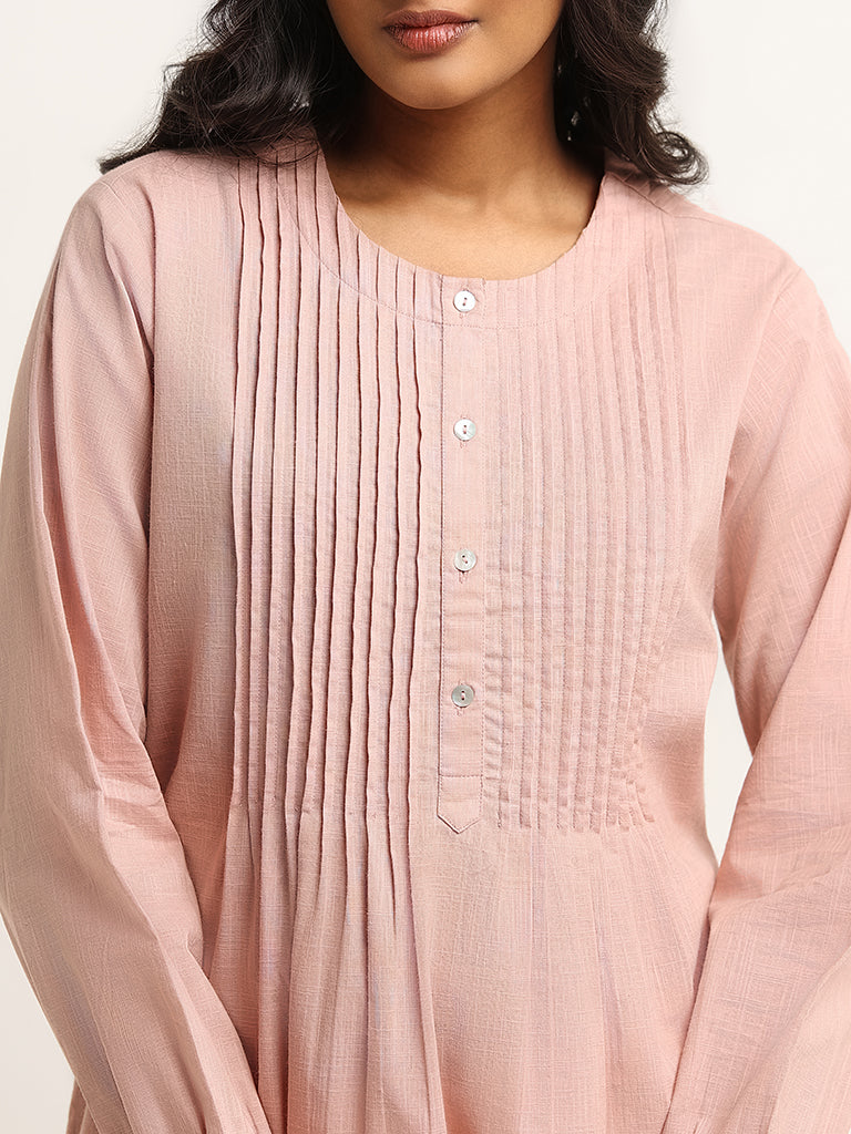 Utsa Pink Pintuck Cotton Kurti