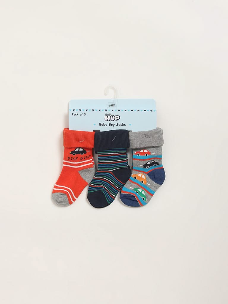 HOP Baby Blue Car Socks - Pack of 3