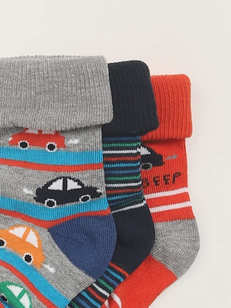 HOP Baby Blue Car Socks - Pack of 3