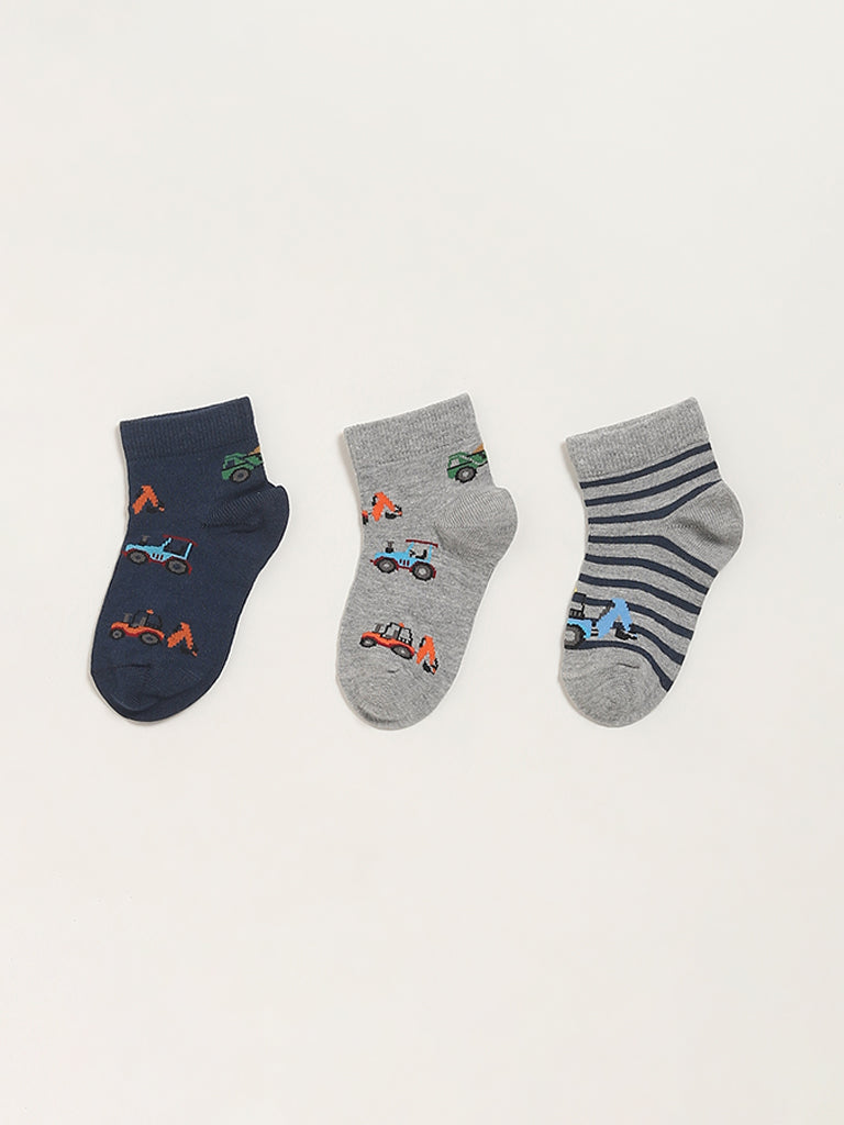 HOP Kids Multicolor Vehicle-Themed Socks - Pack of 3