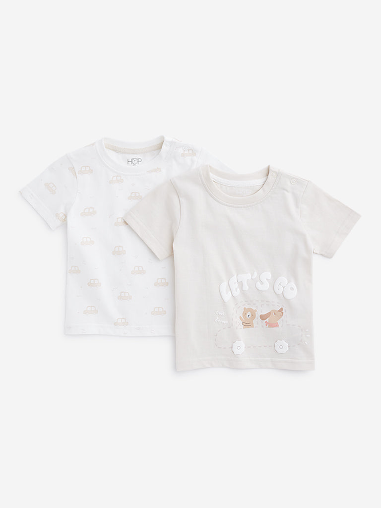 HOP Baby Multicolour Printed T-Shirt - Pack of 2