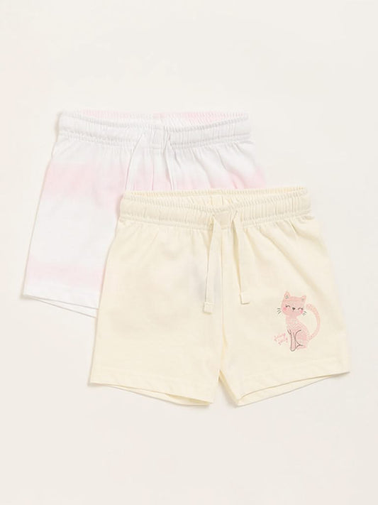 HOP Baby Multicolor Assorted Cotton Shorts - Pack of 2