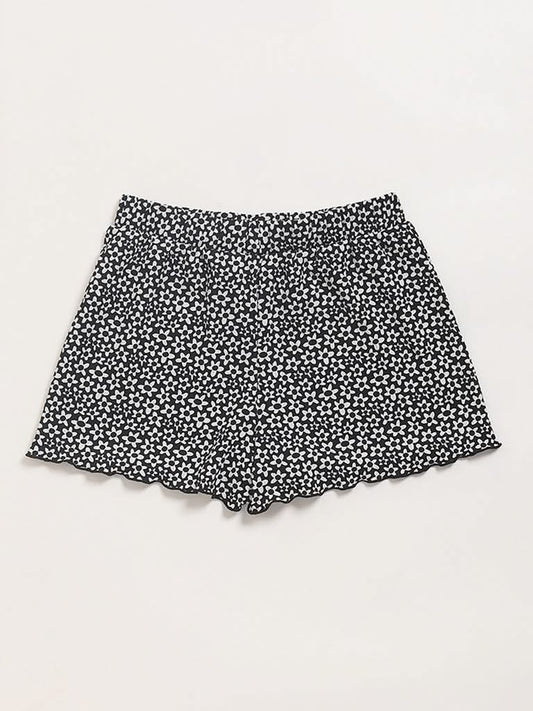 Y&F Kids Black Floral Shorts