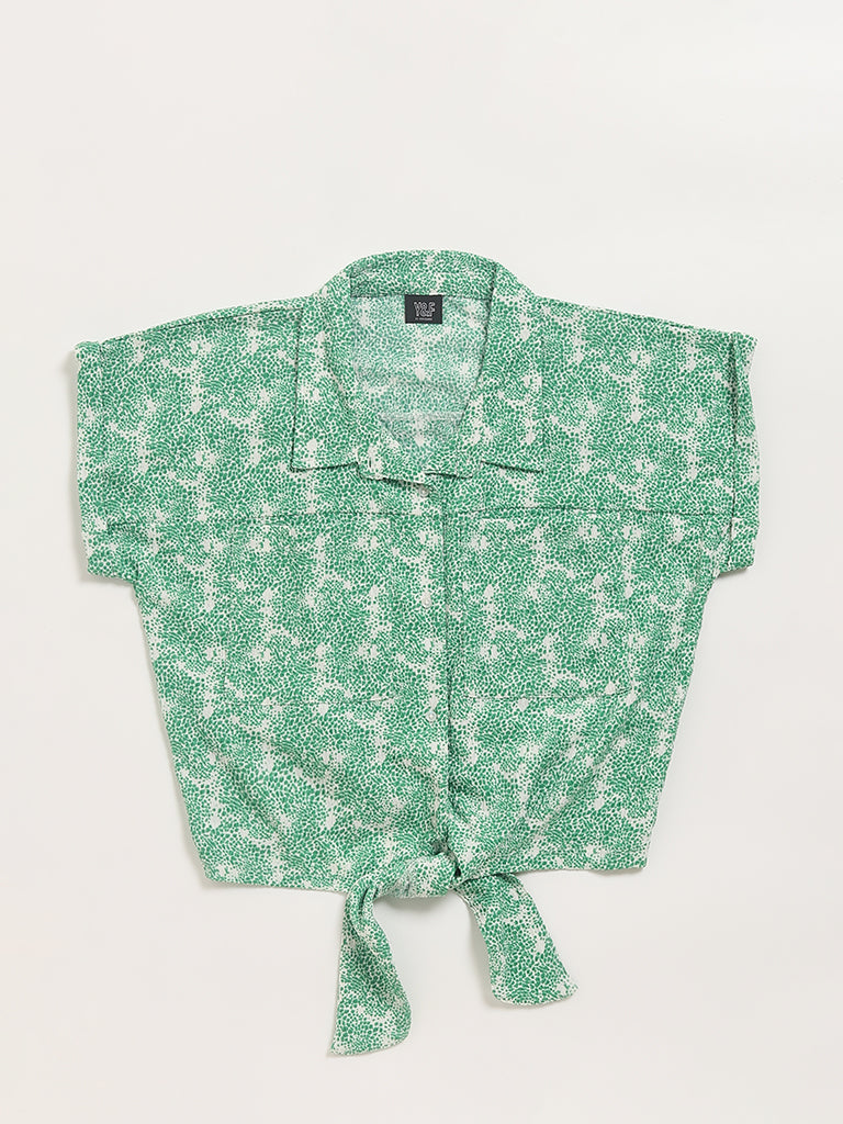 Y&F Kids Green Crop Shirt