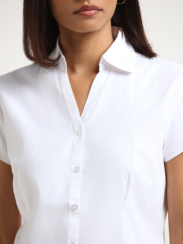 Wardrobe White Collared Cotton Shirt