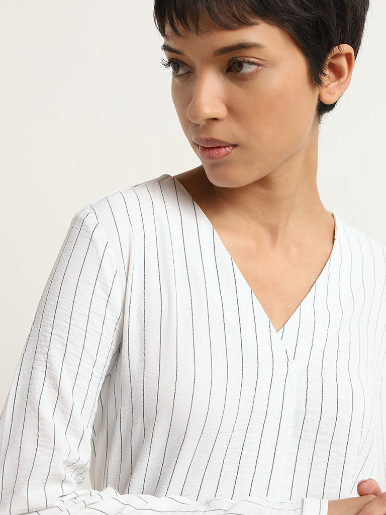 Wardrobe White Contrast Striped Top