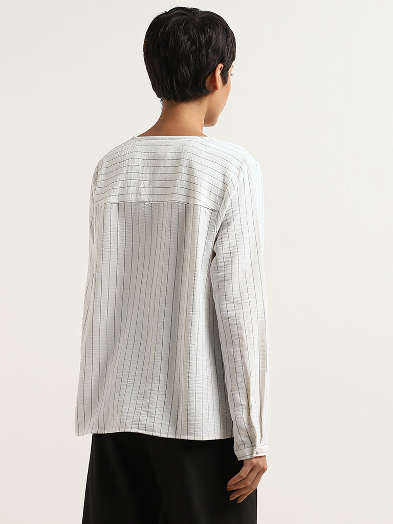 Wardrobe White Contrast Striped Top