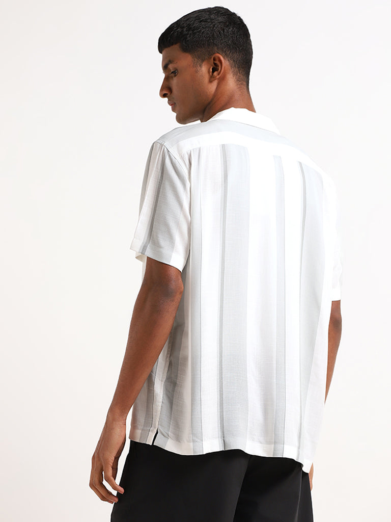 Nuon White Striped Relaxed-Fit Shirt