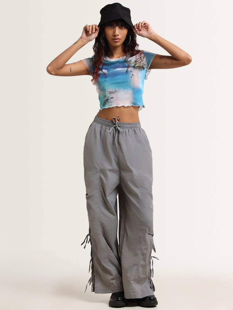 Nuon Multicolor Abstract Printed Crop Top